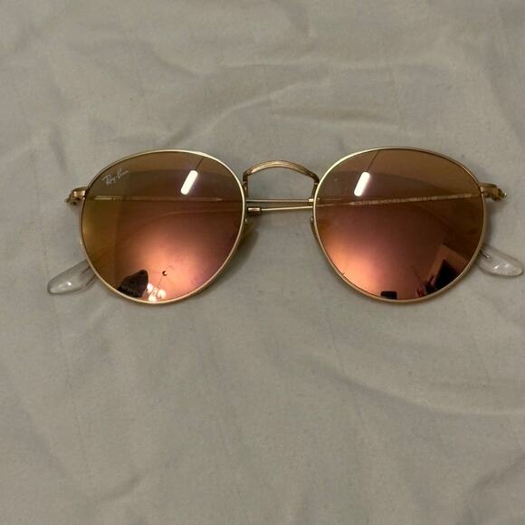 Ray-Ban RB3447 Round Metal Sunglasses 112/Z2 Pink Gold Flash Mirror 50-21 Italy main image 9